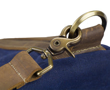 Load image into Gallery viewer, Waxed Canvas Duffle Bag Blue
