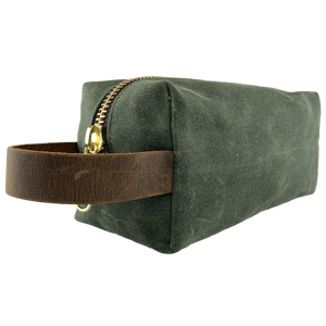 Waxed Canvas Dopp Kit Green